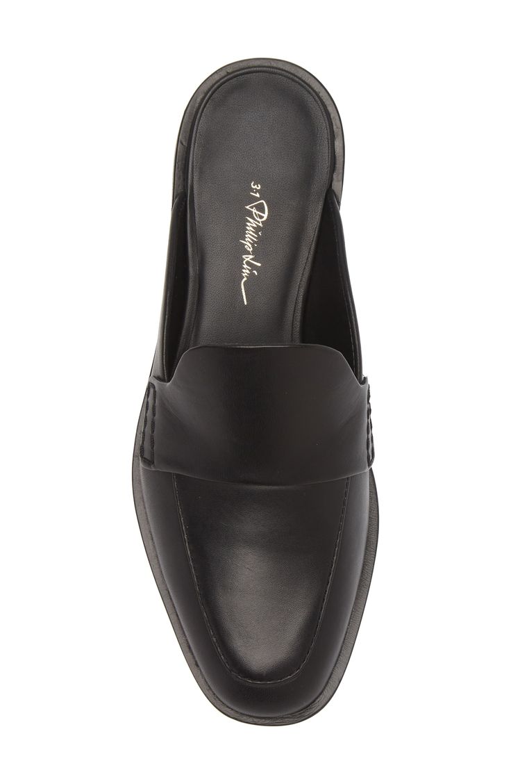 This loafer-style mule in smooth leather is a modern essential for casual and office looks. Leather upper, lining and sole Imported Leather Footbed Mules For Workwear In Fall, Business Casual Loafers With Leather Lining And Pointed Toe, Semi-formal Spring Slip-ons With Leather Sole, Modern Formal Slip-ons With Leather Lining, Leather Almond Toe Slip-ons For Business Casual, Leather Footbed Mules With Flat Heel For Office, Calf Leather Pointed Toe Slip-ons For Work, Office Mules With Leather Footbed And Flat Heel, Flat Heel Leather Mules For Work