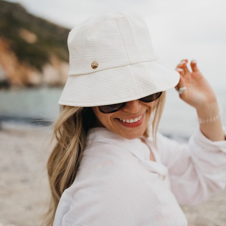 Clearwater Bucket Hat-Hat-Pretty Simple Wholesale Lightweight Beachy Hat For Day Out, Chic Summer Fedora For Everyday, Woven Panama Hat For Day Out, Woven Cream Hat For Vacation, Cream Woven Hat For Vacation, Chic Straw Hat For Everyday Summer Use, Chic Everyday Straw Hat For Summer, Chic Cream Hat For Vacation, Chic Natural Sun Hat For Everyday Use