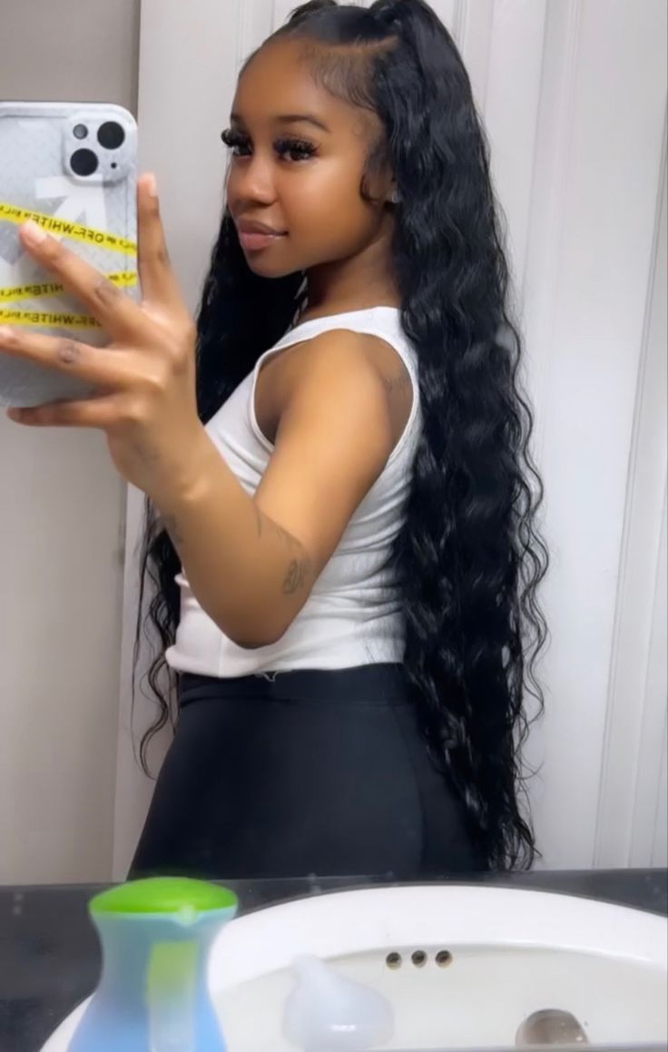 Curly Bundle Hairstyles, Mid Wavy Ponytail Weave, Natural Hairstyles For Black Women 2b, Sew In Two Ponytail Hairstyles, Styles To Do With Bohemian Braids, Weave Hairstyles Two Ponytails, Half Up Half Down Dramatic Edges, Quick Lasting Hairstyles Black, Quickweave Half Up Half Down Styles