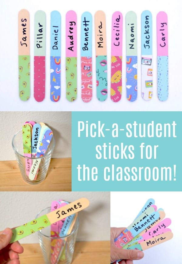 several different pictures with the words pick - a - student sticks for the classroom on them