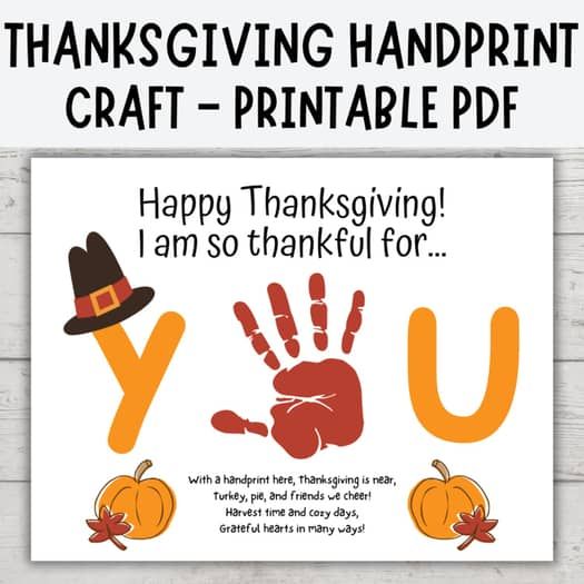 thanksgiving handprint craft printable for kids to make