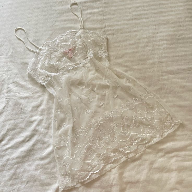 Victoria’s Secret Lacy Eyelet Babydoll Slip Dress. Never Worn But No Tags. Size M. #Coquette #Cottagecore #Y2k #Victoriassecret #Balletcore White Fitted Sleepwear With Delicate Lace, White Fitted Lace Sleepwear, Fitted White Lace Sleepwear, Sheer Lace Sleepwear For Sleepover, White Camisole For Sleepover, Fitted Delicate Lace Sleepwear, Delicate Lace Fitted Sleepwear, Cute Fitted White Camisole, Fitted Delicate Lace Sleepwear For Bedtime