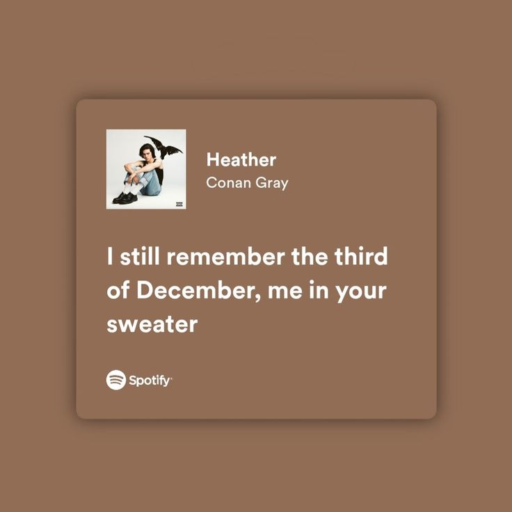 a brown square card with the words i still remember the third of december, me in your sweater