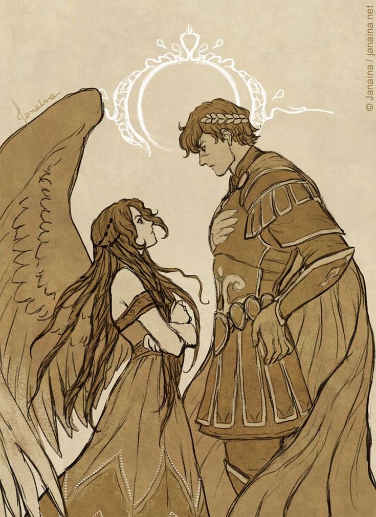 two people standing next to each other with wings