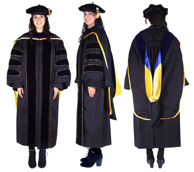 three people in graduation gowns and hats