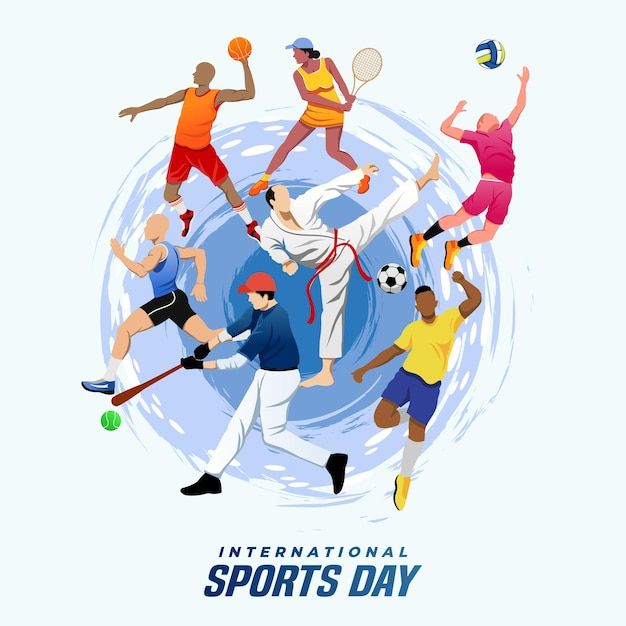 the international sports day poster is designed to look like it has many different people on it