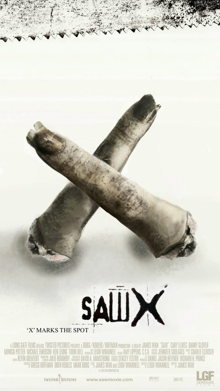 the movie poster for x - xx is shown in black and white, with an image of two bones