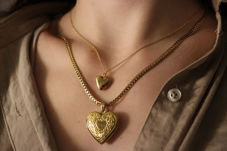 Love Locket Necklace product images. Everyday Gold Pendant Locket Necklace, Heart-shaped Brass Jewelry For Everyday, Everyday Gold Heart Necklace With Adjustable Chain, Everyday Heart-shaped Brass Jewelry, Everyday Heart Shaped Brass Jewelry, Everyday Locket Pendant Charm Necklace, Everyday Heart Locket Necklace For Valentine's, Everyday Brass Heart Pendant Jewelry, Everyday Gold Locket Necklace With Adjustable Chain