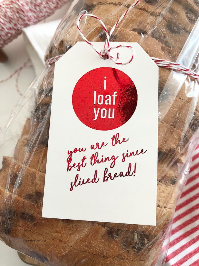 a loaf of bread wrapped in plastic with a tag on it that says i loaf you are the best thing since sliced bread