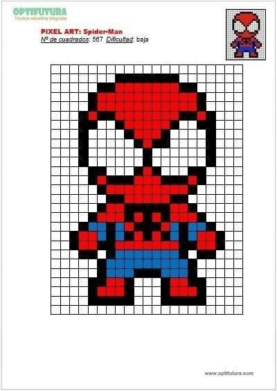 a cross stitch spiderman is shown in the form of a pixell pattern, and it