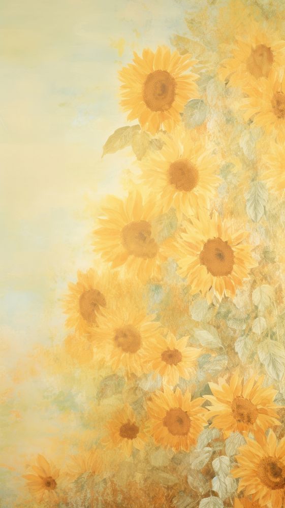 a painting of yellow sunflowers in a vase