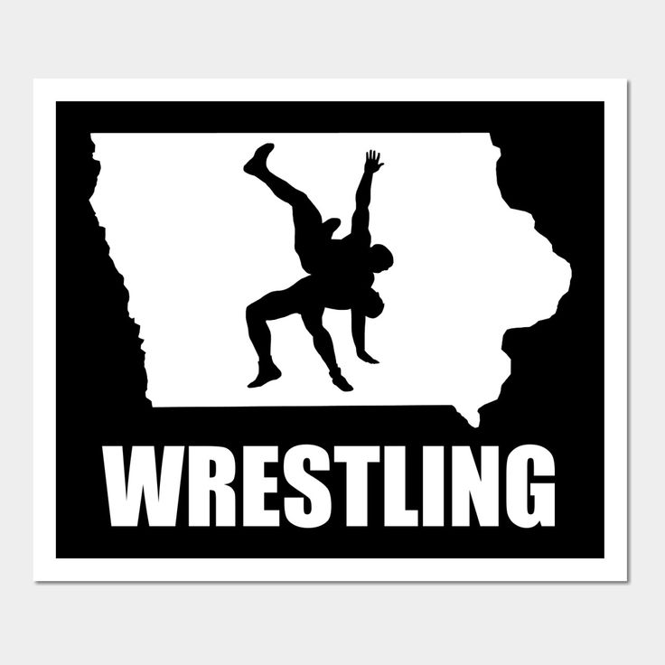 a black and white sign that says wrestling with a silhouette of a man on the map