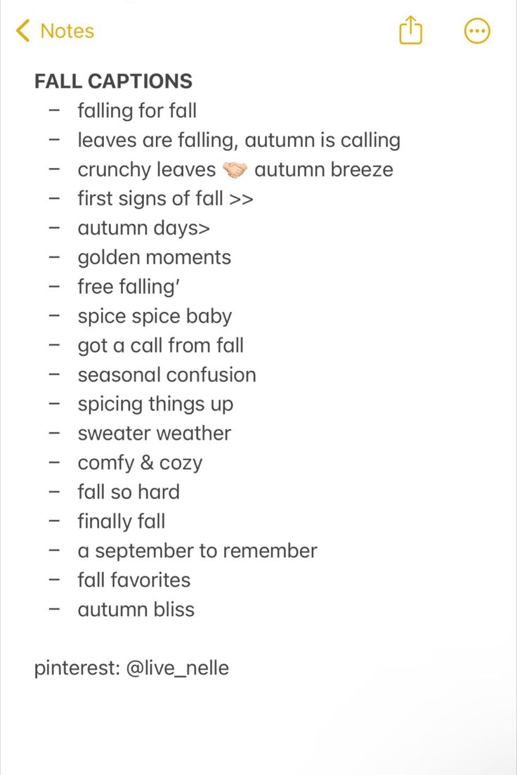 an iphone screen with the words fall captions and other things to do on it