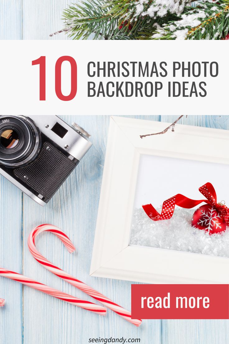 a christmas photo with candy canes and an old camera on the table next to it