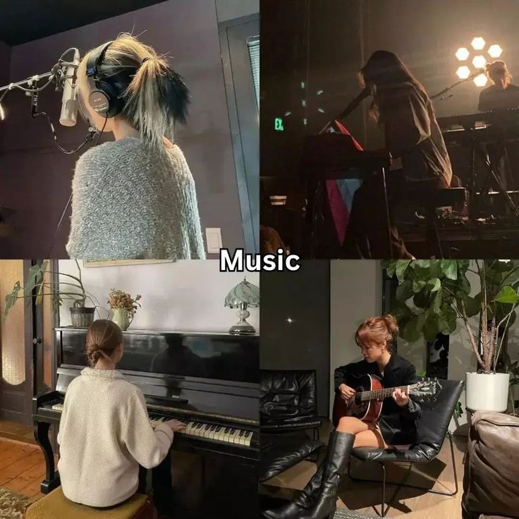 two people are playing music in the living room and one is sitting on a chair