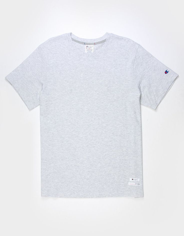 Champion Rochester Reverse Weave Tee. A Wardrobe Staple Gets An Updated Remix With This Men's T-Shirt Sure To Give Your Basics A Boost. Its Modern Roomier Fit And Drop-Shoulder Silhouette Combined With Comfortable Midweight Cotton Ensures This Crewneck T-Shirt For Men Is Your Best Option For Sports-To-Street Styling. Built To Be A Longtime Favorite, It Has A Ribbed Collar, Sturdy Stitch Work, And Is The Perfect Weight For Everyday Wear. The Iconic C Logo Hits At The Left Sleeve, And A Creating Between The Lines Tag Is Sewn At The Left Hem, Showing Everyone What You're All About. 100% Cotton. Machine Wash. Imported. Athletic Heather Cotton Crew Neck T-shirt, Casual Cotton T-shirt In Athletic Heather, Casual Tri-blend T-shirt In Athletic Heather, Athletic Heather Crew Neck Top For Streetwear, Casual Tri-blend Athletic Heather T-shirt, Sporty Heather Grey T-shirt For Streetwear, Relaxed Fit Athletic Heather Tops For Streetwear, Casual Athletic Heather Top For Streetwear, Athletic Heather Short Sleeve T-shirt For Streetwear