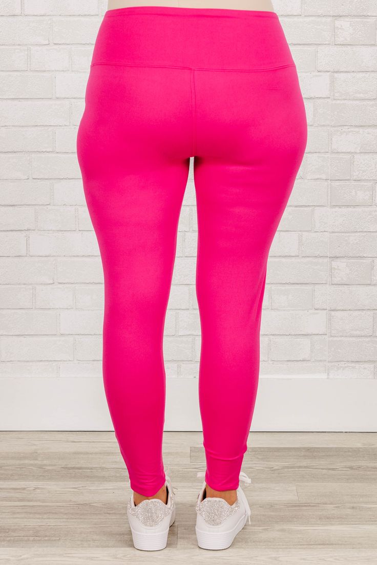 Always come in first in these leggings! The leggings have a comfy, stretchy fit, bold hot pink color, and are a little high rise which makes them super flattering! Keep it casual with a chic top over them or throw a dress over them for a casual chic look! 90% Polyester, 10% Spandex Trendy Pink Sweatpants For Lounging, Pink Stretch Sweatpants For Loungewear, Pink Athleisure Sweatpants For Lounging, Trendy Full-length Pink Sweatpants, Trendy Pink Full Length Sweatpants, Pink Athleisure Pants For Lounging, Trendy Stretch Activewear For Lounging, Pink Stretch Sweatpants For Athleisure, Pink Stretch Athleisure Sweatpants