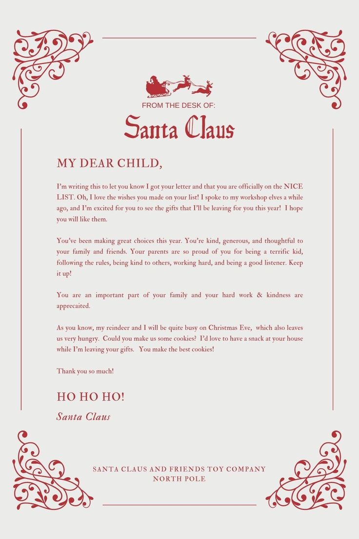 the santa claus letter from santa claus