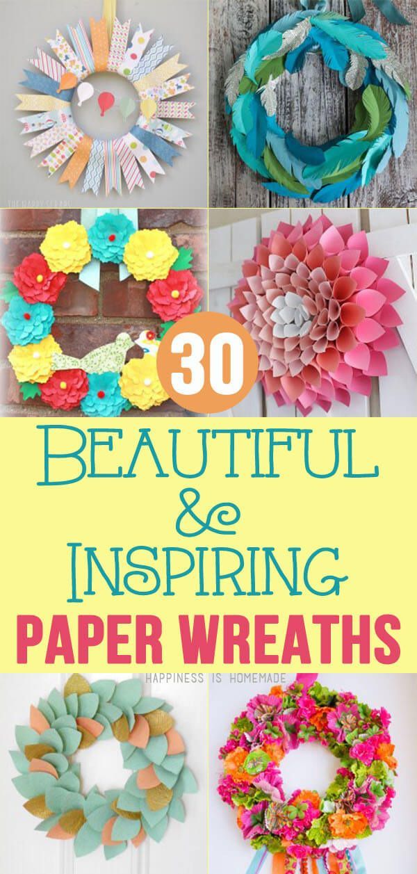 some paper wreaths with the words 30 beautiful and inspireing paper wreaths on them