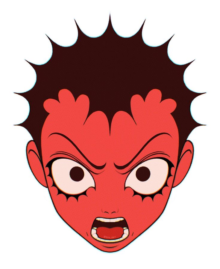 an image of a cartoon character with red hair and big eyes on his face that appears to be screaming