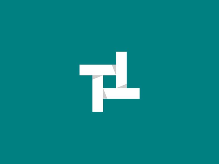 the letter h is made up of white squares and rectangles on a teal green background