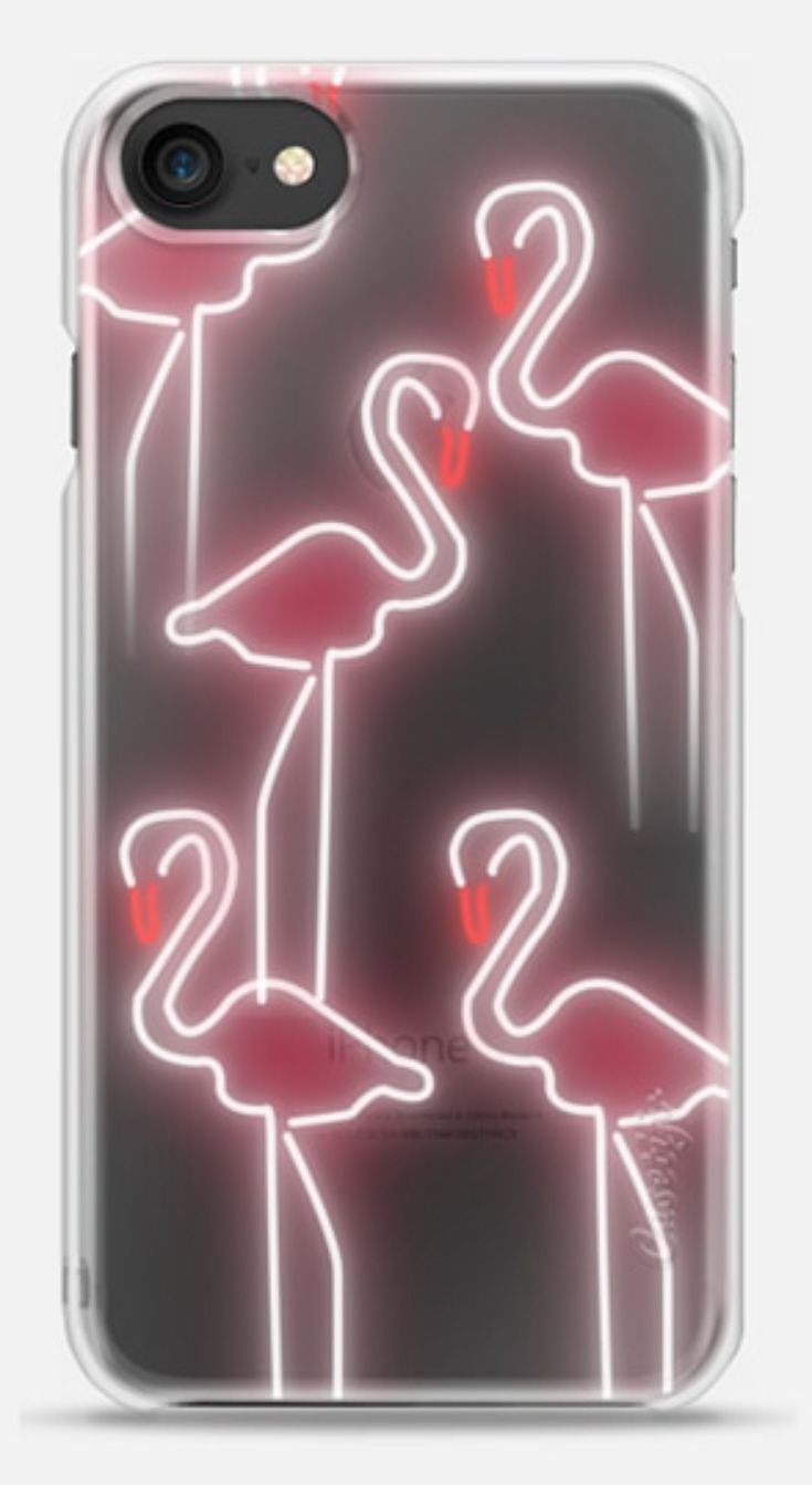 the neon flamingos iphone case is shown