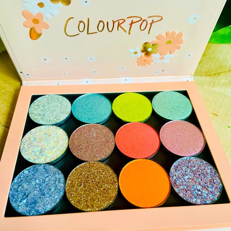 Bnib It’s Here! Created By Me - 12-Pan Palette With Magnetic Palette! 12- Powder Eyeshadow Of Your Dreams - Super Pigmented Colour In A Metallic And Matte Finish, Easily Blendable, And Velvety Soft. 6th Birthday Boys, Colourpop Palette, Colourpop Eyeshadow Palette, Christmas Eyeshadow, Colourpop Super Shock, Colourpop Eyeshadow, Just My Luck, Glitter Shadow, Peach Eyeshadow