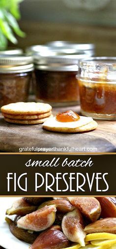 small batch fig preservess on a plate with crackers and fruit in the background