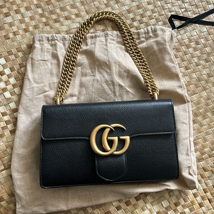 From Italy Perfect Mint Condition Brand New Never Used Chic Black Shoulder Bag With Gold-tone Logo Plaque, Elegant Black Shoulder Bag With Gold-tone Logo, Classic Gucci Bags With Gold-tone Logo Plaque, Gucci Rectangular Shoulder Bag With Gold-tone Logo, Gucci Shoulder Bag With Gold-tone Logo Plaque, Gucci Shoulder Bag With Gold-tone Logo For Everyday Use, Gucci Rectangular Bag With Gold-tone Logo Plaque, Gucci Gold Bag With Gold-tone Logo Plaque, Black Top Handle Bag With Gold-tone Logo Plaque