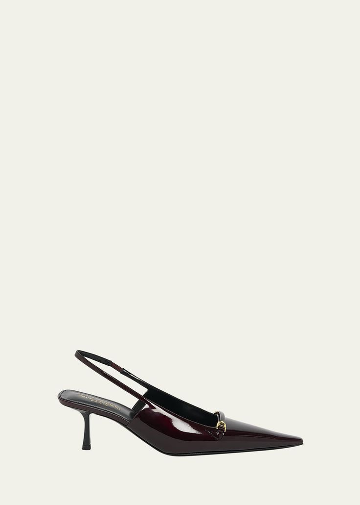 Saint Laurent Hermione Leather Kitten Slingback Pumps Ysl Slingback Heels, Build Wardrobe, Highest Heels, Travel Size Perfume, Evening Flats, Slingback Heels, Saint Laurent Shoes, Loafer Mules, Slingback Heel