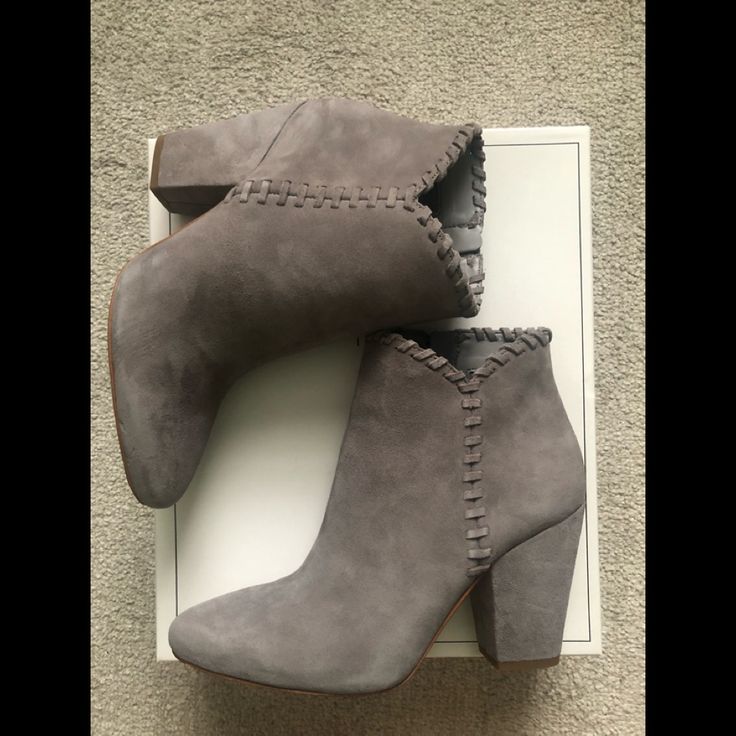 Light Grey Suede Boots Brand New Size 37 Suede Ankle-high Boots With Wrapped Heel, Ankle-high Suede Boots With Wrapped Heel, Chic Round Toe Booties With Suede Lining, Chic Booties With Suede Lining And Round Toe, Chic Suede Closed Toe Heeled Boots, Chic Closed Toe Boots With Suede Lining, Chic Heeled Boots With Suede Lining And Round Toe, Chic Suede Closed Toe Booties, Chic Closed Toe Suede Booties