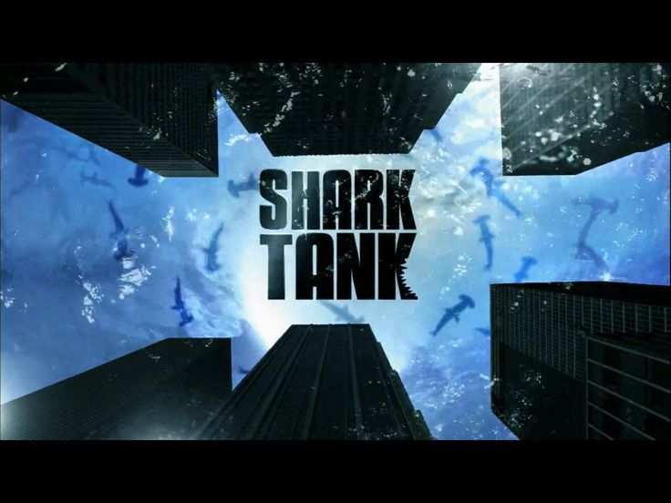 the shark tank logo is displayed in front of an abstract blue and black background with stars