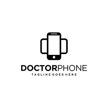 a black and white logo for a cell phone company, with the words doctorphone on it