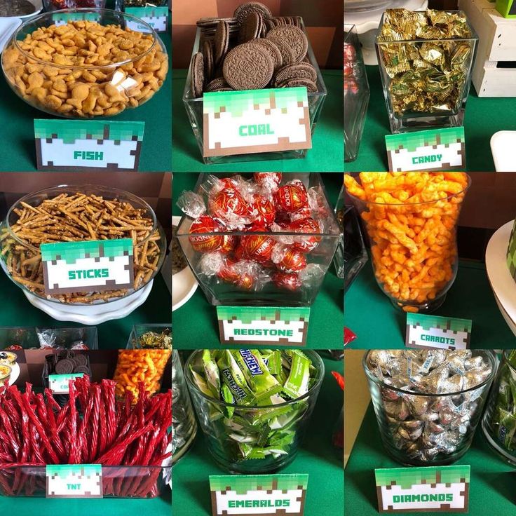 a table topped with lots of different types of snacks and desserts next to each other