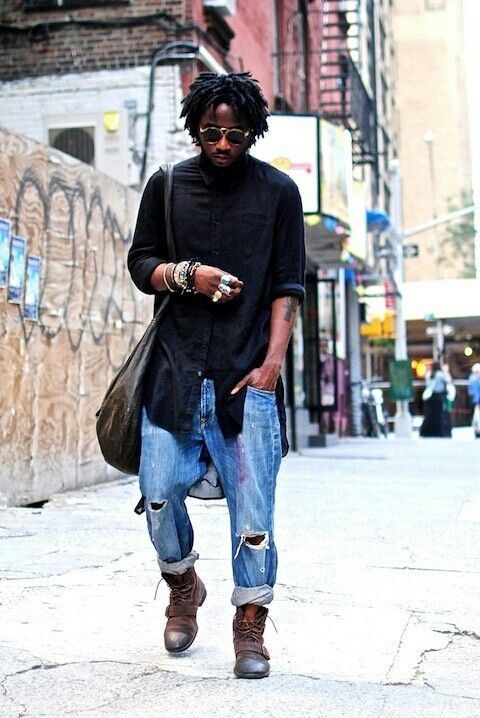 Bohemian Outfit Men, Boho Men Style, Afro Punk Fashion, Black Hippy, Bohemian Style Men, Black Hipster, Jeans Petite, Boho Men, Best Mens Fashion