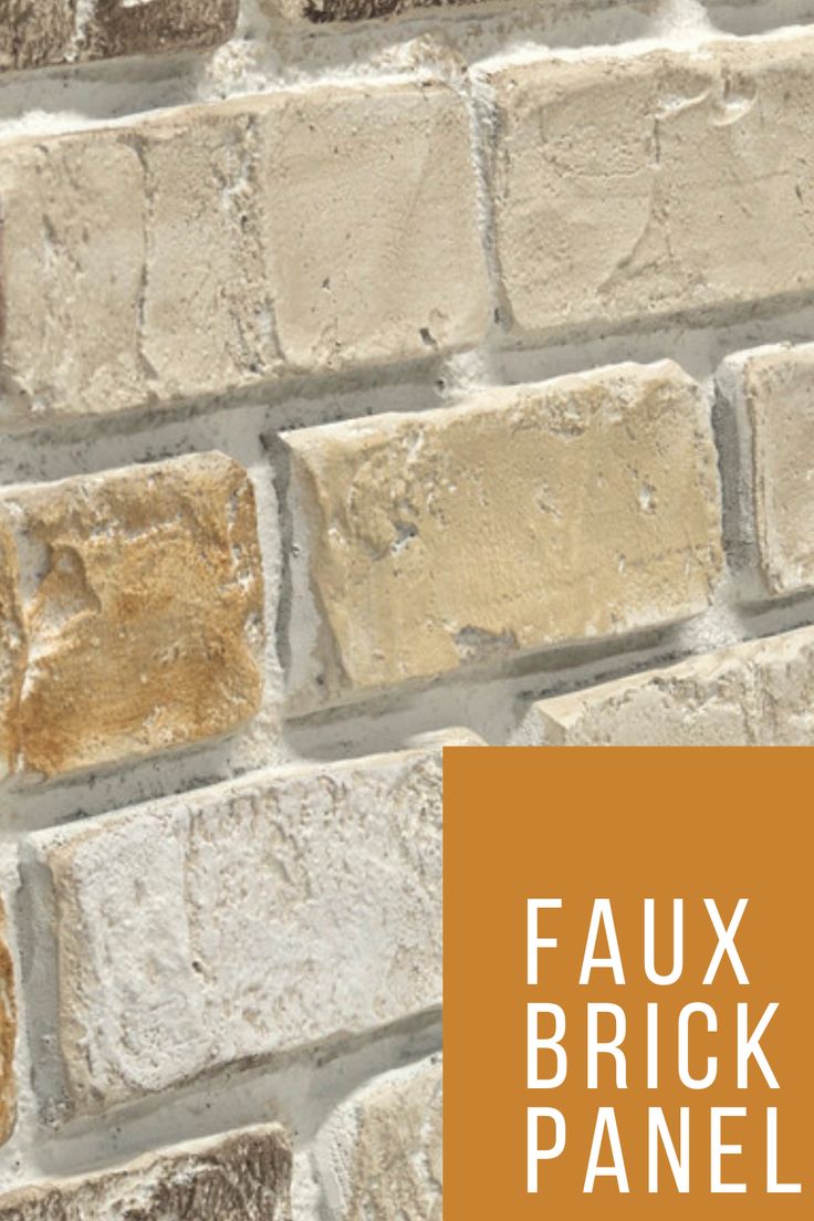 a brick wall with the words faux brick panel on it