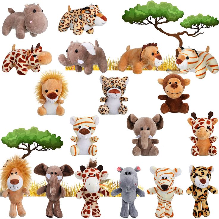 PRICES MAY VARY. Package includes: you can get 18 pieces cute animal plush toys, including lion, tiger, monkey, elephant, giraffe, leopard patterns, enough quantity for daily playing and sharing with your family and friends Quality animal decoration: our stuffed zoo animals are very lovely and attractive, with quality PP cotton material, they are comfortable, soft and safe enough; Playing with these jungle theme party supplies will have much fun and feel like walking into the world of nature War Tiger Plush, Animal Party Favors, Animals Jungle, Jungle Theme Parties, Safari Theme Birthday, Small Stuffed Animals, Wild One Birthday Party, Safari Birthday Party, Elephant Plush