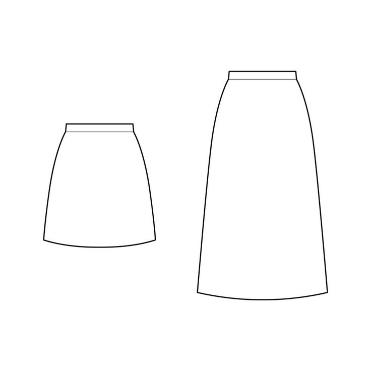 the front and back view of a skirt, which is drawn in two different ways