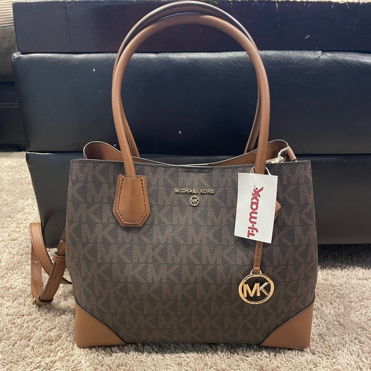 Michael Kors Handbag Nwt Comes With Long Strap And Can Be Used As A Shoulder Bag Has Mk Logo On Bag Michael Kors Double Handle Bags For On-the-go, Coated Canvas Satchel With Branded Hardware, Michael Kors Tote Satchel For On-the-go, Double Handle Shopping Bag With Branded Hardware, Michael Kors Satchel With Top Carry Handle, Michael Kors Satchel With Double Handle, Michael Kors Tote Satchel With Top Carry Handle, Michael Kors Double Handle Satchel With Top Carry, Tan Satchel Bag With Branded Hardware