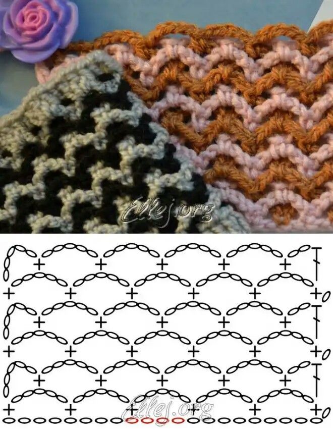 the crochet pattern is shown in two different colors