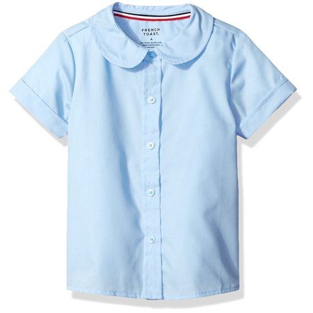 A Peter Pan collar adds a sweet touch to this short-sleeve poplin blouse that looks just as pretty paired with pants and jeans or skirts and jumpers. Size: 10. Color: Blue. Gender: female. Age Group: kids. Blue Short Sleeve School Shirt, Solid Color Cotton School Shirt, Solid Cotton School Shirt, Solid Summer Shirt For School, Solid Cotton Shirt For School, Spring Cotton School Uniform Tops, Spring School Tops With Short Sleeves, Short Sleeve Cotton Top For School Uniform, Classic Cotton School Blouse