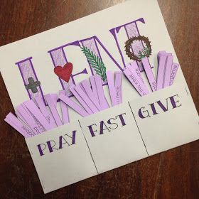 a piece of paper cut out to say pray fast and give with the word love on it