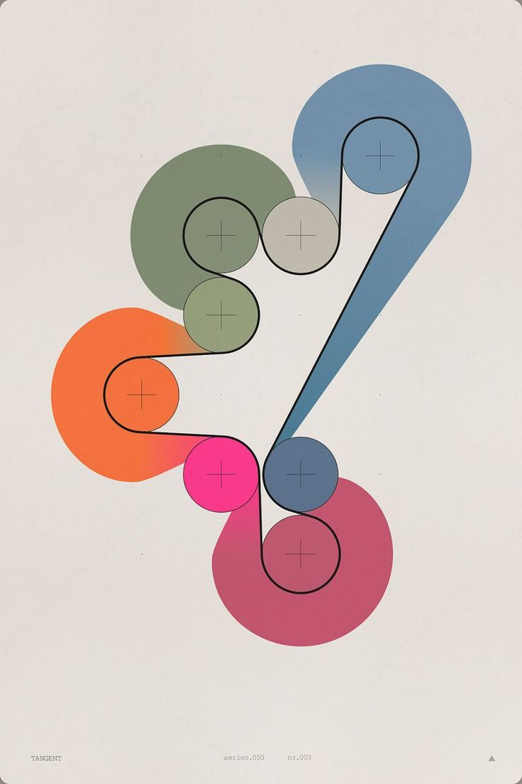 an abstract painting with different colors and shapes in the center, on a white background