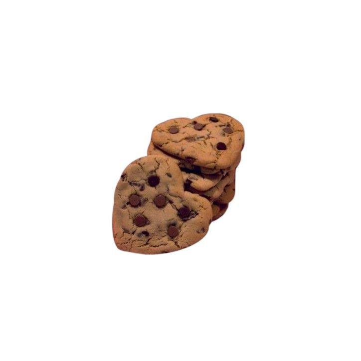 three chocolate chip cookies stacked on top of each other