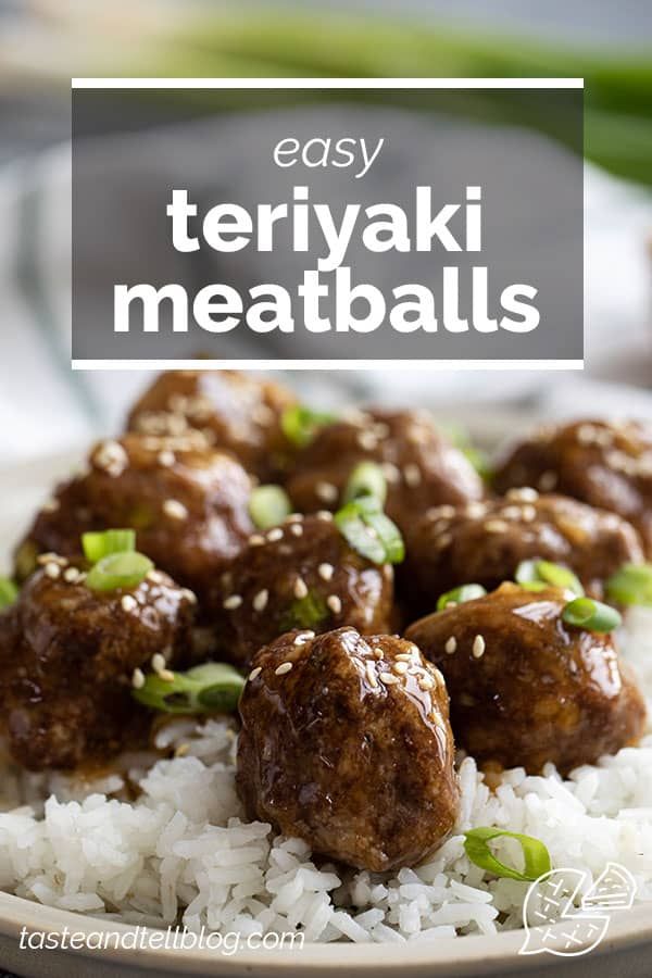 meatballs and rice on a plate with the words easy teriyaki meatballs