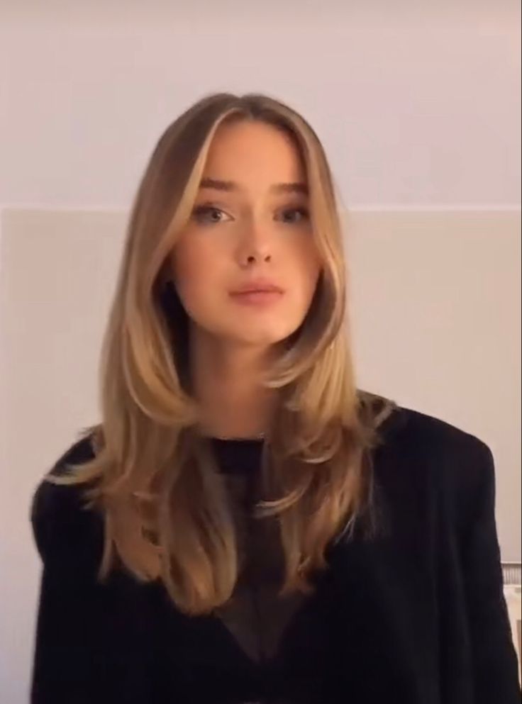 Face Framing Haircut Fine Hair, Wispy Framing Pieces, Just Past Shoulder Length Hair With Layers, Long Layered Hair Middle Part, Layered Haircut Side Part, Hair Cuts Strait Hair, Mid Length Straight Hair With Layers, Curve Cut Hair, Chin Length Curtain Bangs