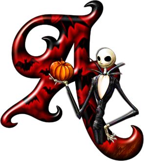 a skeleton holding a pumpkin in front of the letter b