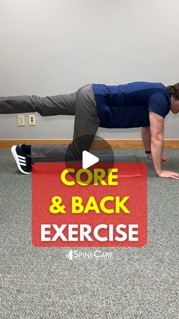 a man is doing an exercise with the words core and back exercise on it in front of him