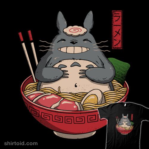 an animal eating ramen with chopsticks and chopsticks in the bowl