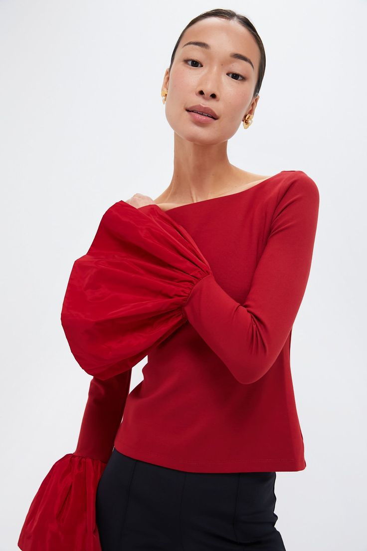 Rouge Paige Top | STAUD Feminine Aura, Top With Jeans, Flirty Tops, Date Nights, Cocktail Parties, Bateau Neckline, Kids Sale, Party Shop, Girls Night Out